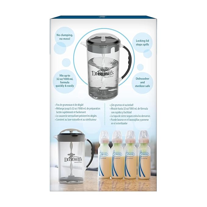 Dr. Brown's Insta-Prep Warm Water Dispenser with Baby Formula Mixing Pitcher, 36oz Black