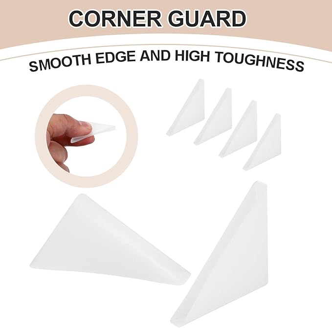 uxcell 60Pcs Triangle Glass Corner Protector, 0.12 x 1.38 Inch Plastic Glass Table Corner Protector Transport Corner Guard for Glass, Ceramics, Wood, and Steel(Right Angle, Clear)