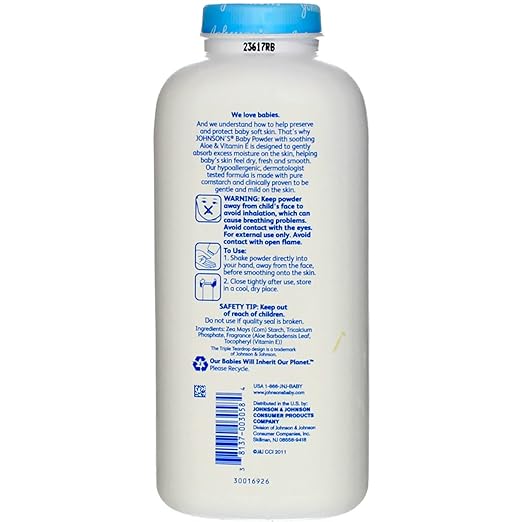 Johnson's Baby Powder with Aloe & Vitamin E,15oz, (Pack of 24)