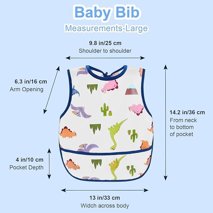 Accmor Waterproof Baby Bibs for Eating, Mess Proof Toddler Feeding Bibs for Girls Boys ﻿