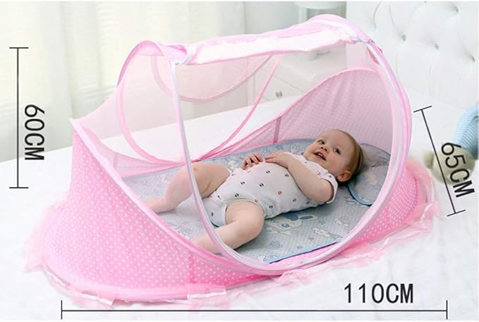 Portable Foldable Baby Bed Net Polyester Newborn Sleep Bed Travel Bed (Pink)