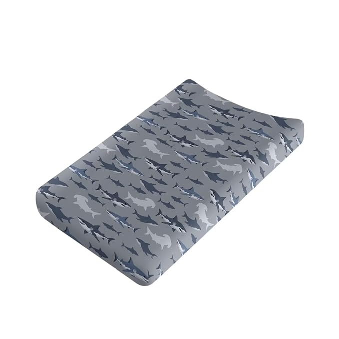 Baby Stretchy Changing Pad Cover, Breathable Changing Pad Cover for Infants and Toddles, Sharks Print 16 * 32 Inches