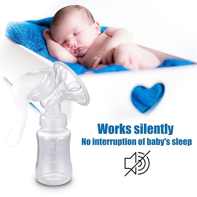 Manual Breast Pump - Adjustable Suction Silicone Hand Pump Breastfeeding, Small Portable Manual Breast Milk Catcher Baby Feeding Pumps & Accessories, White, Mother’s Day Gifts