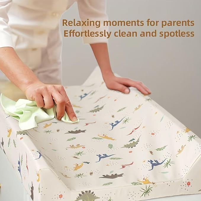 Baby Changing Pad Diaper Changing Pads for Babies Non-Slip Wipeable Changing Mat for Dresser and Table PU Cover with Cute Animal Patterns (Sandy Dino)
