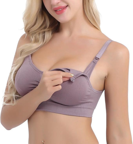 Womens Nursing Bra Seamless Sleeping Wirefree Breastfeeding Maternity Bralette with Removable Spill Prevention Pads