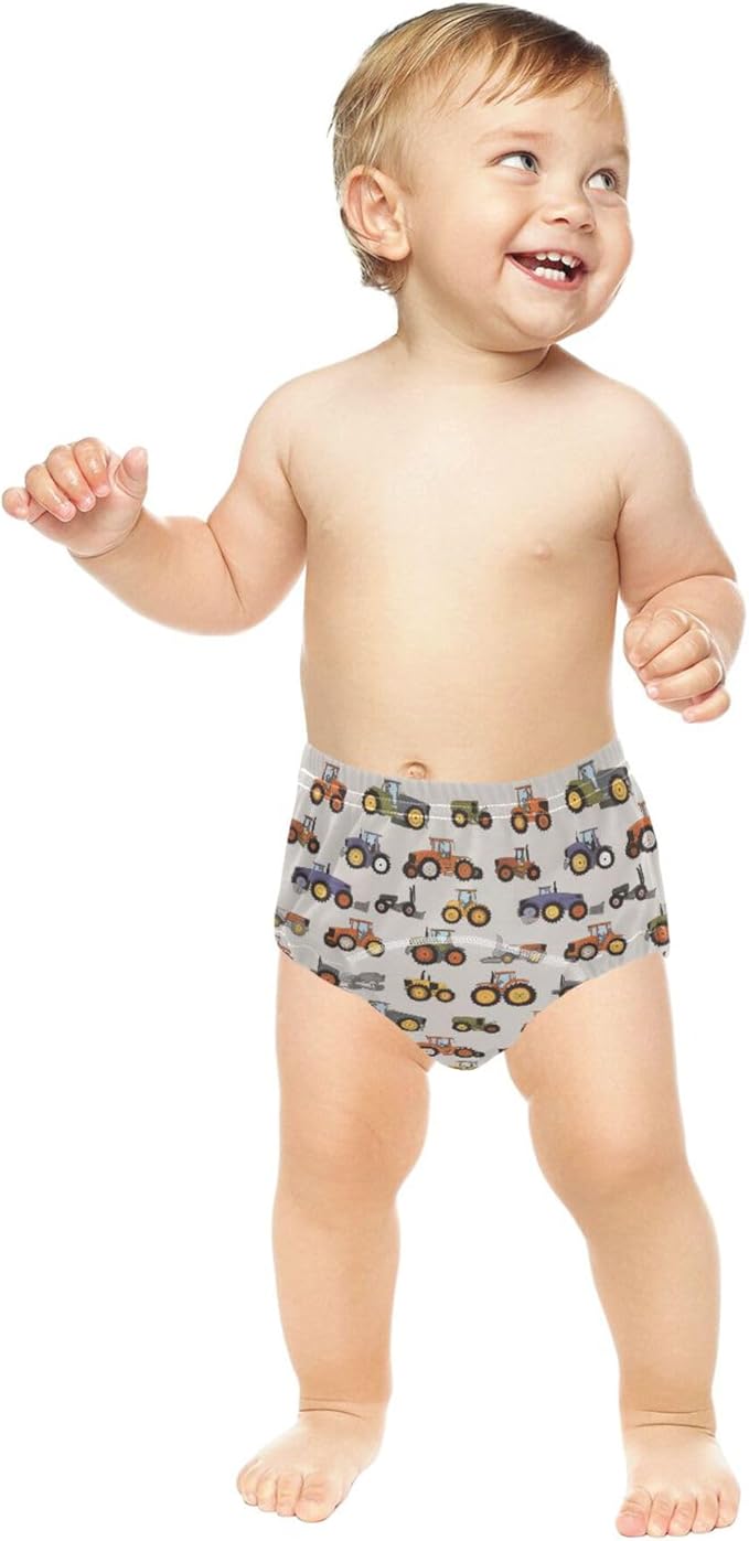 Baby Boys Potty Training Underwear Set Soft Cotton Overnight Potty Training Underwear Pants for Kids 5T Cartoon Pattern Of Tractors Muted Colors