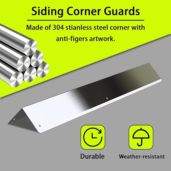 Pre-drilled Stainless Steel Wall Corner Guards 2x2x15.8 inch, Pack of 2 L Metal Wall Corner Protectors 304 Steel Corner Trim with 90° Angle Weed Whacking Protection for Outside Exterior Wall Repair