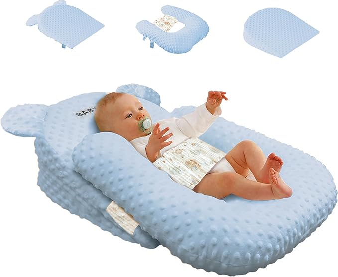 Baby Feeding Pillow Adjustable Newborn Nursing Pillow for Breastfeeding,Bottle Feeding Washable (Blue, One Size)