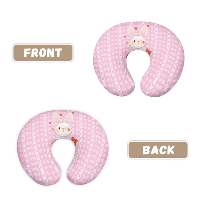 Cute Cartoon Rabbit Baby Nursing Pillow Cover for Newborn, Stretchy Replaceable Pillow Cover Slipcover U-Shaped Breastfeeding Pillowcase Cushion Cover