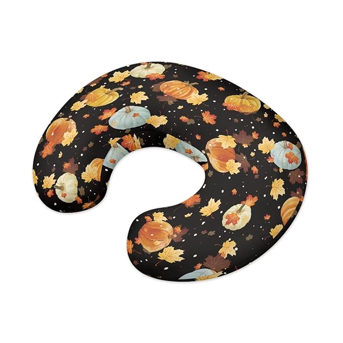 Pumpkin Nursing Pillow Cover for Baby Boys Girls, Fall Decor Breastfeeding Pillow Slipcover Cushion Cover, Soft Breast Feeding Pillows