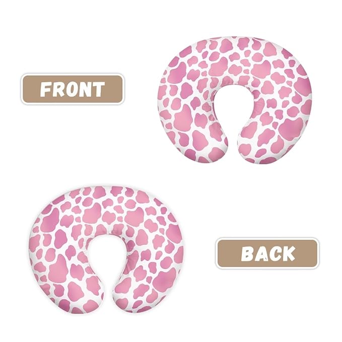 Pink Cow Breastfeeding Pillow Cover Baby Breastfeeding Slipcover Infant Newborn Nursery Bottle Pillowcase Breathable and Durable