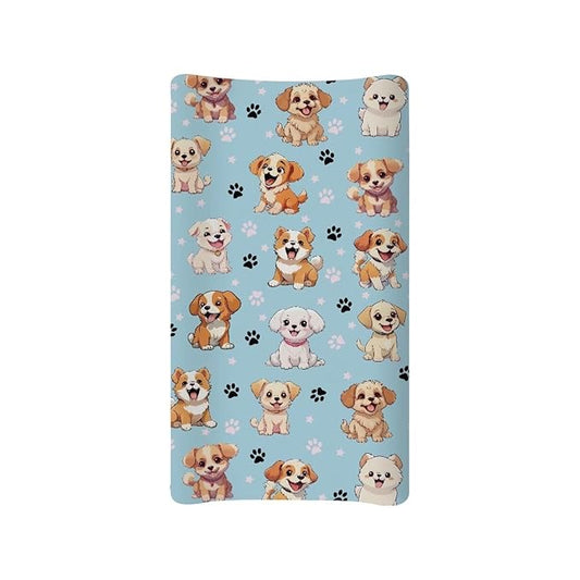 ZDCUSTOM Dog Pattern Changing Pad Cover Soft Breathable Diaper Changing Table Pad Cover Cradle Mattress Sheets Stretchy Fabric Washable Diaper Change Sheet Crib Mat