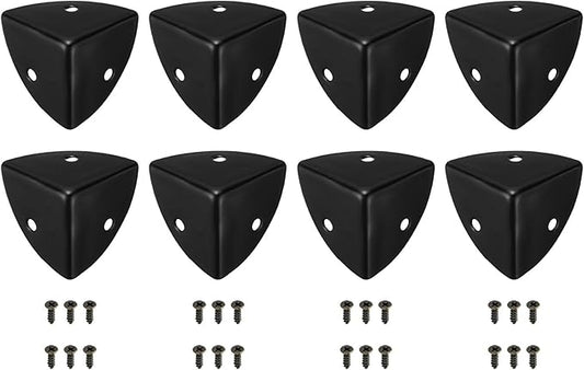 uxcell 8 Pcs Decorative Box Corner Cover, 28mm Metal Edge Guard, Furniture Corner Edges Protector with Screws, Black