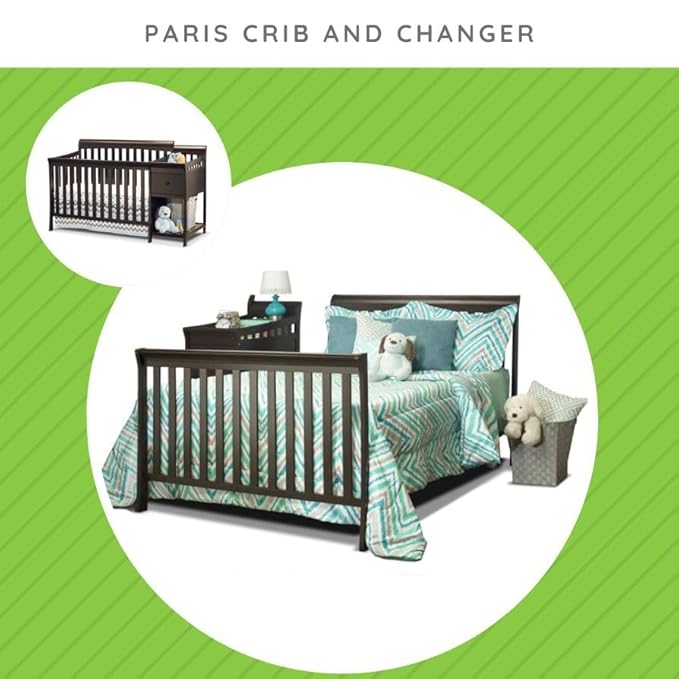 CC KITS Full-Size Conversion Kit Bed Rails for Sorelle Crib & Changer Combos - Solid Wood Rail - Toddler & Adult Rail for Full-Size Beds - Nursery & Baby Furniture (Espresso - Paris Crib & Changer)