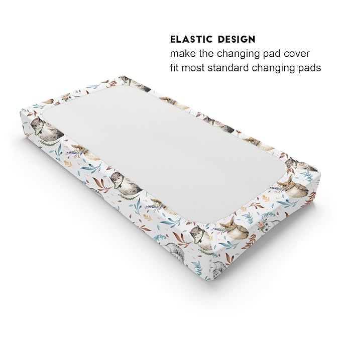 Watercolor Owl Flowers Leaves Changing Pad Cover Diaper Cute Owl Birds Floral Changing Table Cover Sheets for Boys Girls Soft Breathable Stretchy Diaper Changing Pad Mat Cover Sheets 32''x16''