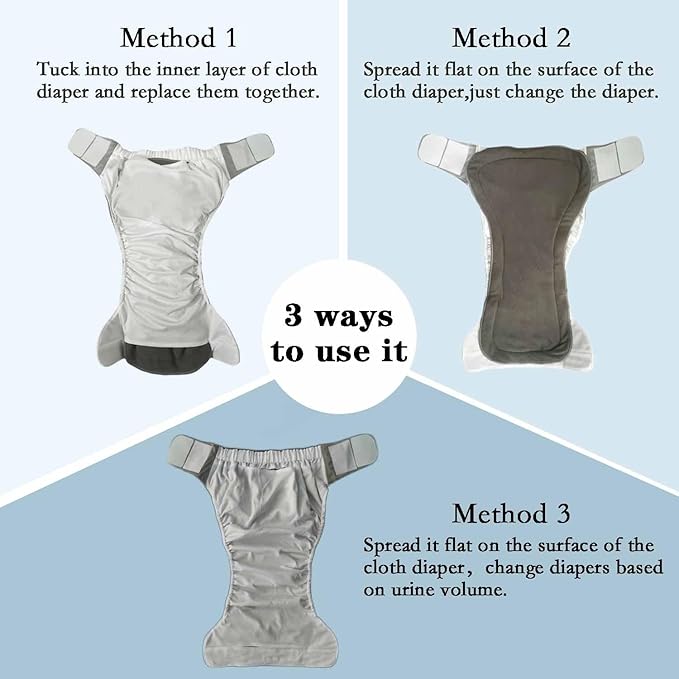 2 Pack Adult Cloth Diapers with 4 Diaper Inserts, Washable Reusable Adult Diaper Cover Elderly Incontinence Protection Nappies Underwear Adult Diaper for Women Man, Waist 39.4-53.2” (Gray XL)