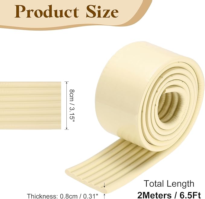 uxcell Bunk Bed Ladder Pad, 6.5ft NBR Self-Adhesive Corner Edge Protector Soft Furniture Corner Guard for Ladder Table Desk Edge, Beige