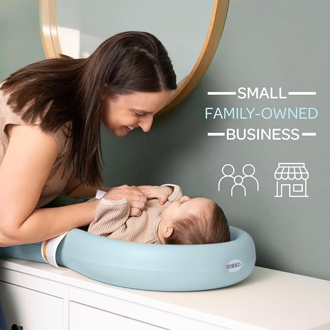 Keekaroo Peanut Changer Baby Blue – The Original Made in USA Easy-to-Clean Changing pad and The only Shell Over Foam, Fully impermeable to Fluid - Limited Edition Color