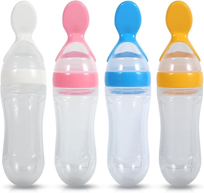 Silicone Spoon Bottle 90ml, 'S Food Supplement Bottle Rice Cereal Spoon for Semifluid Foods Bottle Feeder(white)
