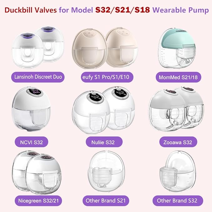 10PCS Duckbill Valves Compatible with eufy S1 Pro S1 E10, Lansinoh Discreet Duo, NCVI NICEGREEN Nuliie Zooawa S32 Breast Pump Parts S32 Breast Pump Replacement Acessories, for Lansinoh Pump Parts