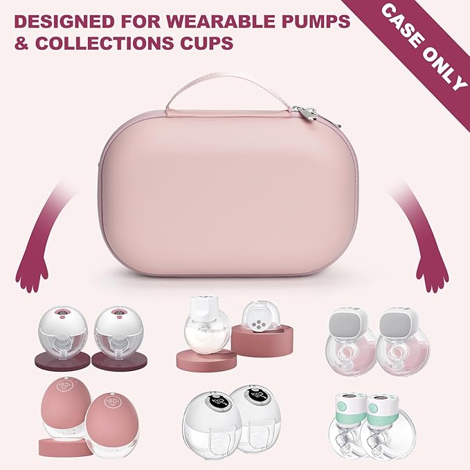Wearable Breast Pump Bag Carrying Case for Momcozy & Willow, Use with Hands Free Wearable Breast Pumps for eufy Security/Medela/Bluefair, Travel Pumping Bag with Nipple Ruler & Removable Tray(Holds 2)