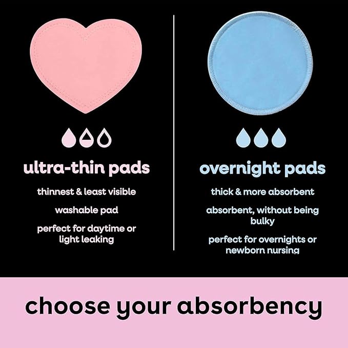 Bamboobies Overnight Nursing Pads, Ultra-Soft Velour, Reusable and Washable for Nightly Use, Leak-Proof Pads for Breastfeeding, 12 Pads