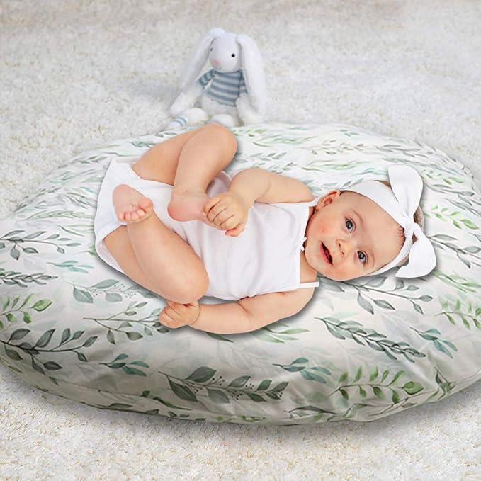 Transform Your Baby's Lounger and Nursing Pillow with Our Stylish Green Leaf Covers, Soft, Durable, and Easy to Clean