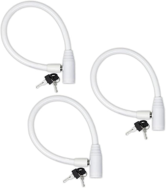 Urban August Child-Proof Refrigerator Lock for Kids & Adults - Lock for French Door Fridge and Cabinet (Regular, White, 3 Pack Keyed Alike)