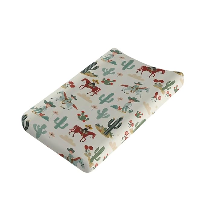 ZDCUSTOM Changing Pad Cover Cradle Sheet Diaper Changing Table Mat Comfy Cozy Cradle Sheets Soft Changing Pad Sheets Fits 32"x16" Contoured Pad Western Cowboy Cactus