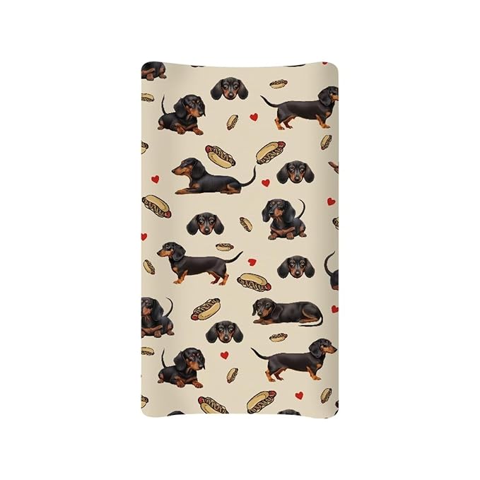 Dachshund Changing Pad Cover Girl Hot Dog Changing Table Covers Toddler Diaper Changing Table Mat Sheets Newborn Infant Baby Pads for Changing