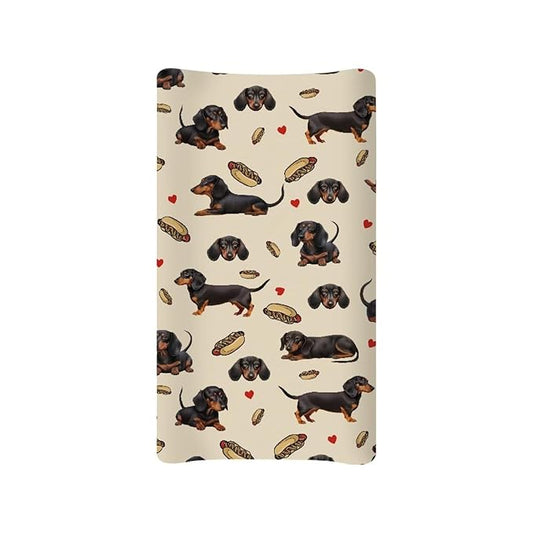 Dachshund Changing Pad Cover Girl Hot Dog Changing Table Covers Toddler Diaper Changing Table Mat Sheets Newborn Infant Baby Pads for Changing