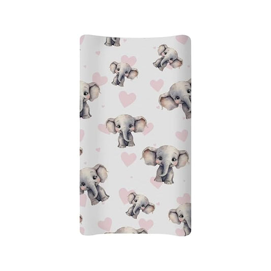 ZDCUSTOM Cartoon Elephant Baby Changing Pad Cover Change Table Pad Covers for Baby Girls and Boys, Diaper Changing Table Mat Fits Standard Contoured Changing Pads