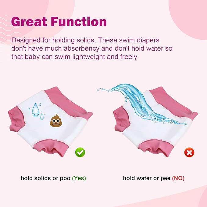 MooMoo Baby Swim Diapers 3 Pcs Waterproof Reusable Swimming Diapers for Baby Swim Lesson 2T-5T, Blue