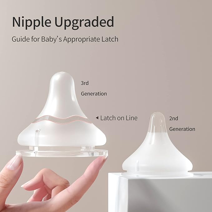Pigeon Silicone Nipple with Latch-On Line, Size M & L(Set of 8), Natural Feel, Nipple Set (3~9M)