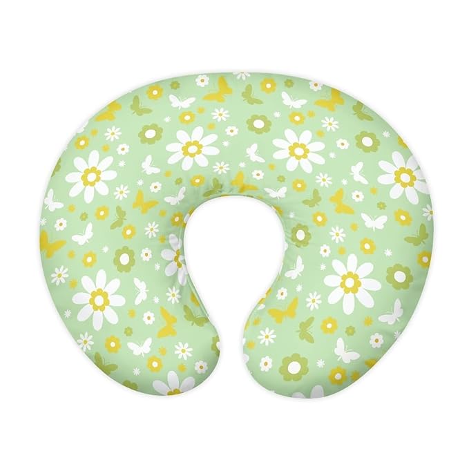 Daisy Floral Nursing Pillow Cover Stretchy Removable Cover for Breastfeeding Pillows Comfortable Slipcover for Baby Girl and Boy Fits The Original Support Pillow