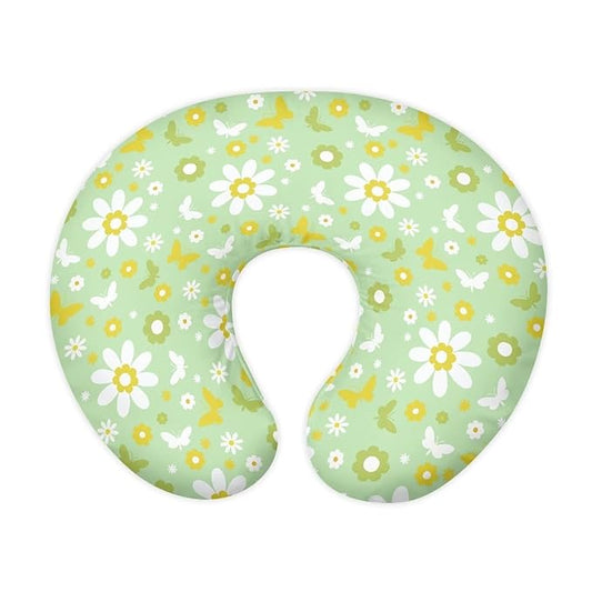 Daisy Floral Nursing Pillow Cover Stretchy Removable Cover for Breastfeeding Pillows Comfortable Slipcover for Baby Girl and Boy Fits The Original Support Pillow