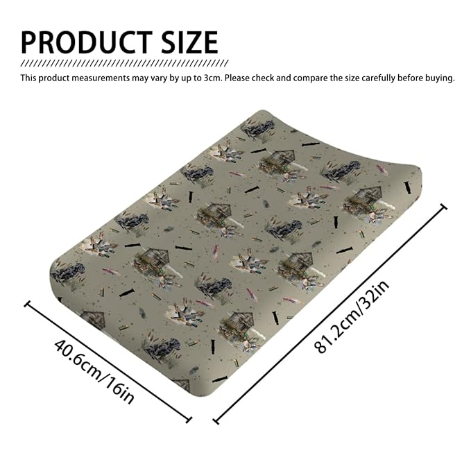 Wild Duck Hunting Hunter Baby Changing Pad Covers for Boy Girl 32''x16'' Mallard Ducks Reed Dogs Fitted Diaper Changing Pad Table Sheets Comfort Soft Breathable Baby Nursery Changing Table Mats