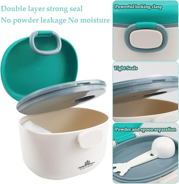 1Pcs Baby Formula Dispenser with Scoop and Leveller, Portable Milk Powder Container, Cute Formula Travel Container for Outdoor and Room Use (Green, 230g)