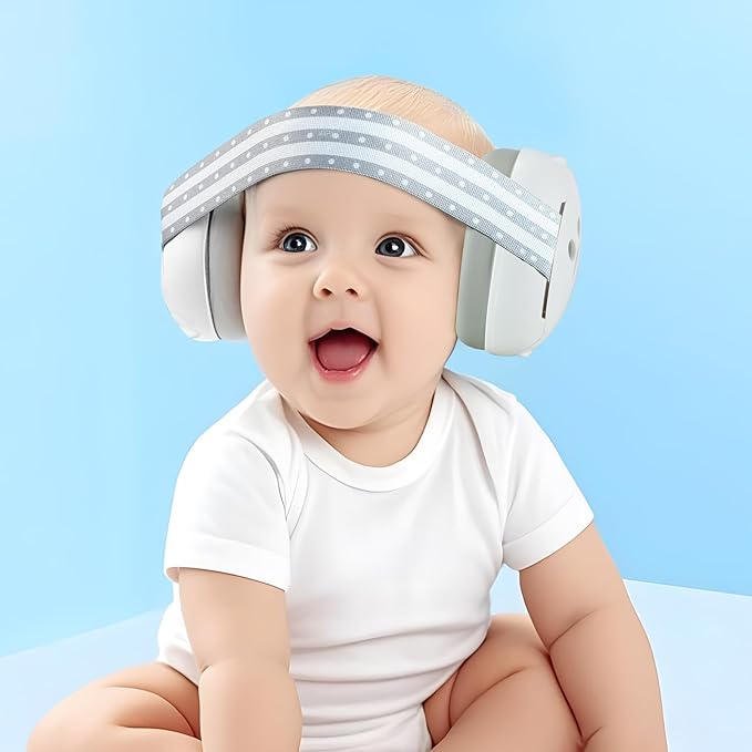 PandaEar Baby Ear Protection, Noise Cancelling Headphones for Babies with Adjustable Headband Noise Reduction Earmuffs for Infant and Toddlers 0-36 Months(Gray)