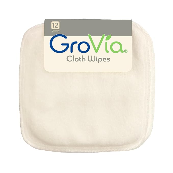 GroVia Reusable Cloth Diapering Wipes, 12 Count