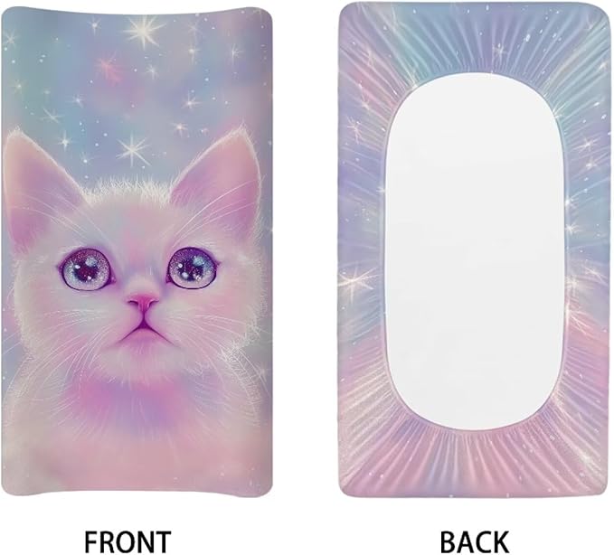 Cute Cat Changing Pad Cover Stretchy Soft Universal Tray Table Mat Waterproof Lightweight Breathable Cradle Sheets Fit 32"x16" Contoured Pad
