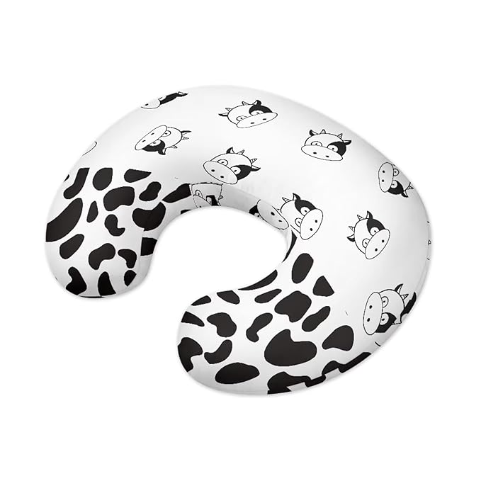 Cute Black Cow Spots Nursing Pillow Covers for Breastfeeding and Bottle Feeding Ultra Soft Pillowcase Comfortable Removable Covers