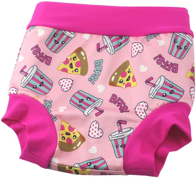 Leideur Baby Swim Nappies for Kids Cover Diaper High-Waisted Swimming Shorts (3-5 Years, Pink (Drink))