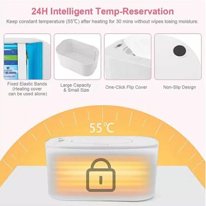 Keenso Baby Wipe Warmer, PP Intelligent Adjustable Temperature to Use Infant Wipes Heater Car Charging (White)