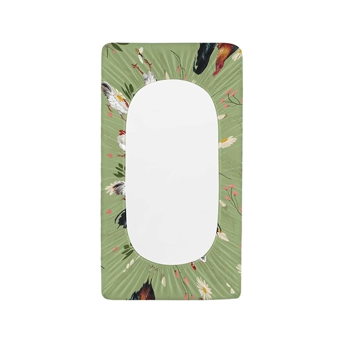 Rooster Floral Changing Pad Cover for Baby Boys Girls Super Soft Diaper Changing Pad Covers Infant Newborn Changing Mat Cover Changing Table Sheet Fitted 32”x16”