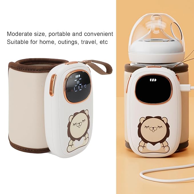 Portable Bottle Warmer Sleeve, Fast Heating 18W USB Rechargeable Baby Milk Heater with Insulation Wrap for Travel, Compact Milk Warmer for , 8000mAh Battery