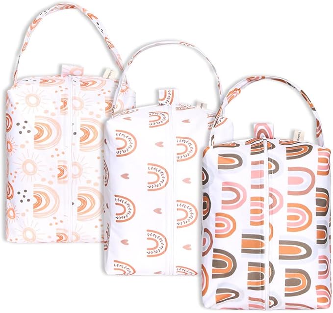 Lmbabter Wet Dry Bag 3PCS Diaper Organizer Bag Nappy Pouch Water- resistan Diaper Pod for Diaper Bag,Gym Bag,Travel Bag