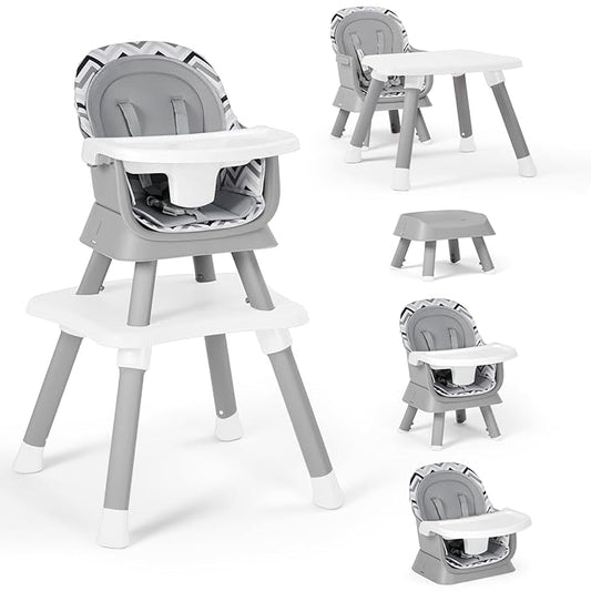 TODEFULL Baby High Chair, 8 in 1 Convertible Highchairs for Babies and Toddlers, Children Dining Booster Seat/Kids Building Block Table for Girls Boys, Baby Seat with Removable Tray, Chevron