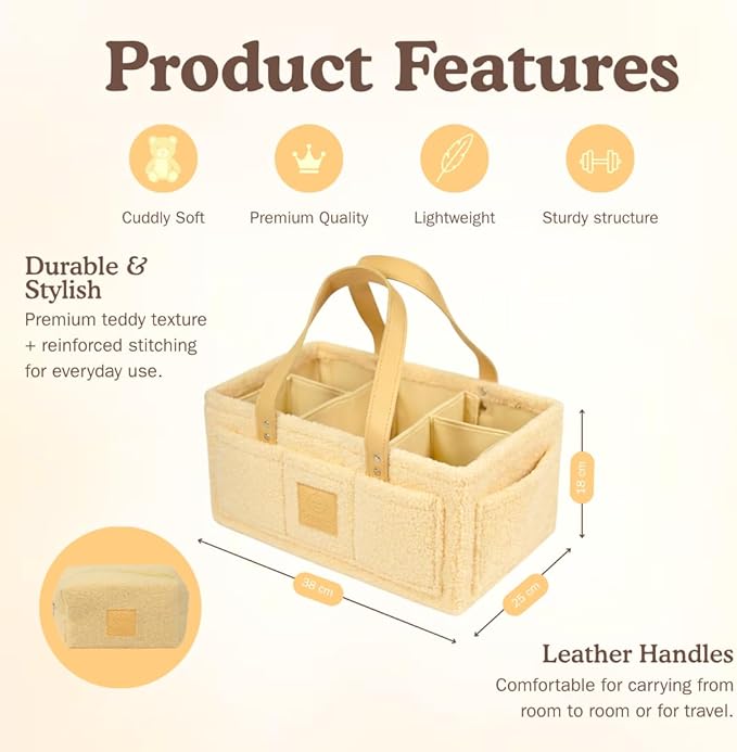 Baby Diaper Caddy Organizer with Handle & Toiletry Bag, Portable Nursery Storage Basket for Newborn Essentials, Baby Essentials,Portable Diaper Organizer, Baby Registry Must Have
