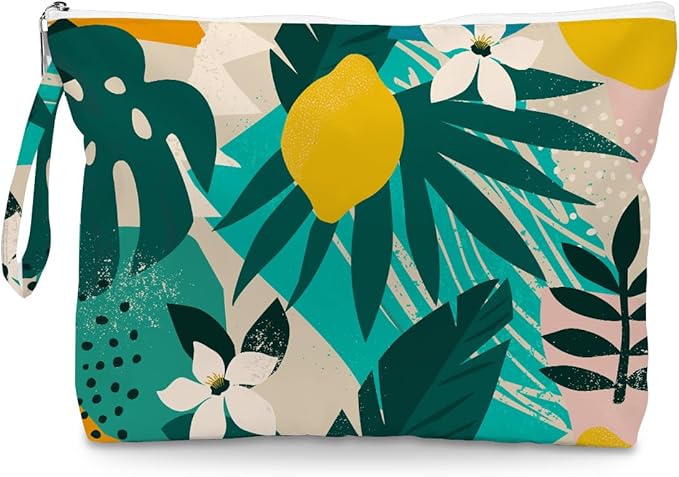 Fokongna Palm leaves Wet Bag Travel Wet Dry Bag Beach Bag Diaper Bag Wet Bag For Swimsuit Travel Makeup Bag Toiletry Bag